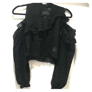 Zara Black Lace Crop Top - size small